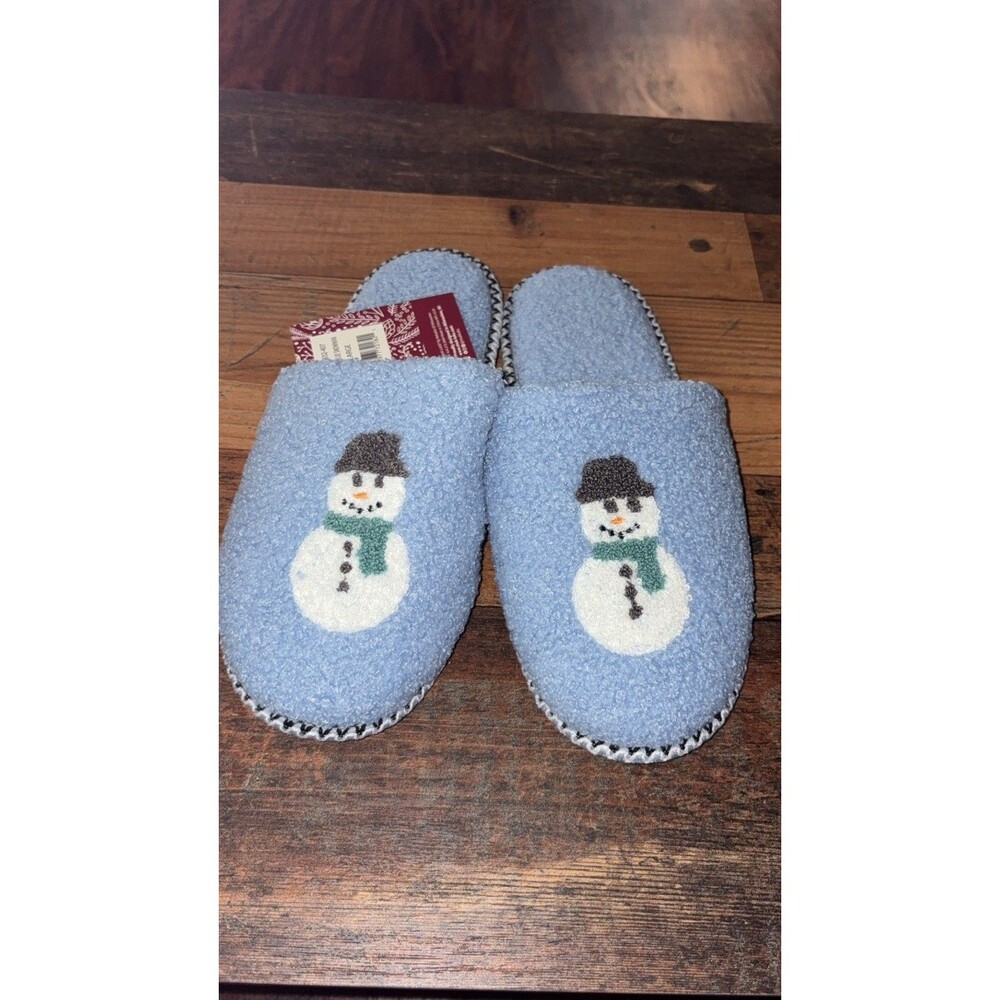MUK LUKS‎ Women's Novelty Punch Needle Winter Scuff Slipper Snowman Size Large
